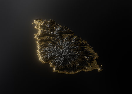 Saint lucia Map Golden Metallic Texture Map Gold Reserves And Gold Mining Concept 3D Illustrationの写真素材