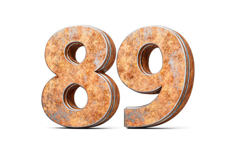 Number Eighty Nine 89 Digit Made Of Old Rusty Iron Metal Texture White Background 3d Illustration
