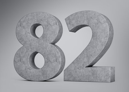 3d Concrete Number Eighty Two 82 Made Of Grey Concrete Stone Grey Background 3d Illustrationの写真素材