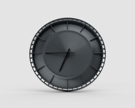 A Modern Charcoal Black Wall Clock 06:45 Six Forty Five 6:45 For Modern Interiors 3D Illustrationの写真素材
