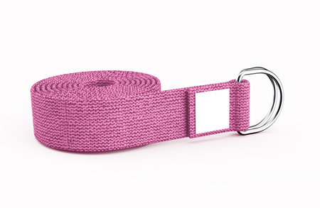 3D Pink Yoga Cotton D Ring Belt Rolled Yoga Strap On White Background 3D Illustrationの写真素材