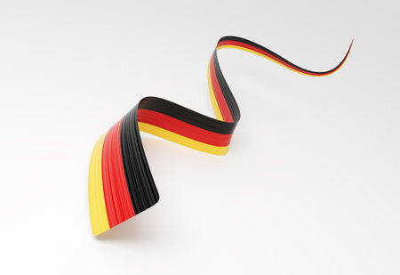 3d Flag Of Germany 3d Wavy Shiny Germany Ribbon Flag Isolated On White Background 3d Illustrationの写真素材