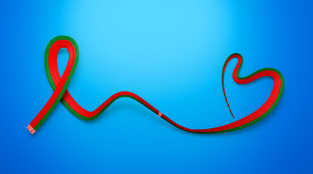 Belarus flag Heart ribbon illustration on a Blue isolated background 3d illustrationの写真素材
