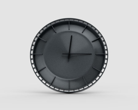 A Modern Charcoal Black Wall Clock Twelve Fifteen 12:15 For Modern Interiors 3D Illustrationの写真素材