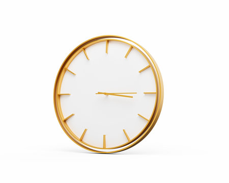 Minimalistic Golden Frame Wall Clock 03:15 Three Fifteen 3:15 For Modern Interiors 3D Illustrationの写真素材