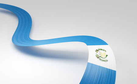 3d Flag Of Guatemala 3d Wavy Shiny Guatemala Ribbon Flag On White Background 3d Illustrationの写真素材