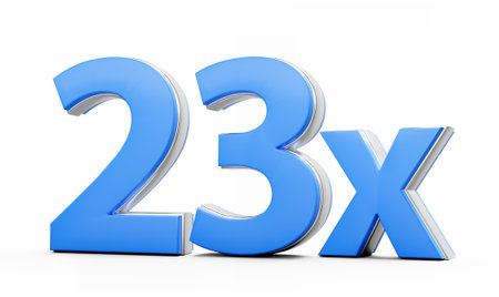 Blue 23x Twenty Three x Or 23 Times For Advertising And Dynamic Sales Presentations 3D Illustrationの写真素材
