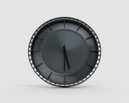 A Modern Charcoal Black Wall Clock 5:30 Five Thirty 05:30 For Modern Interiors 3D Illustration
