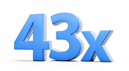 Blue 43x Forty Three x Or 43 Times For Advertising And Dynamic Sales Presentations 3D Illustration
