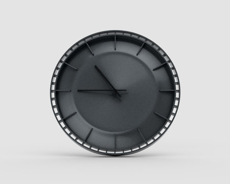 A Modern Charcoal Black Wall Clock Ten Forty Five 10:45 For Modern Interiors 3D Illustration