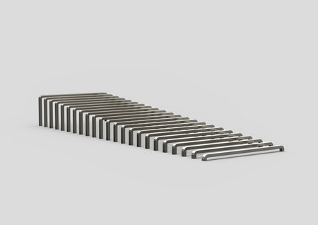 Neatly arranged staple pins create a modern, geometric, and minimalistic pattern.. 3d illustrationの写真素材