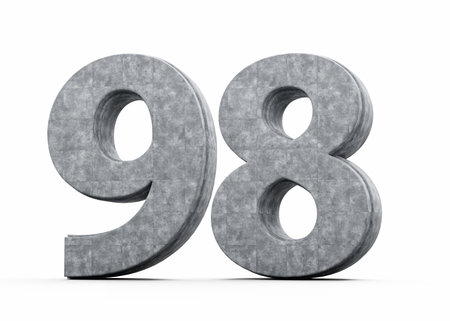 Concrete Number Ninety Eight 98 Digit Made Of Grey Concrete Stone White Background 3d Illustrationの写真素材