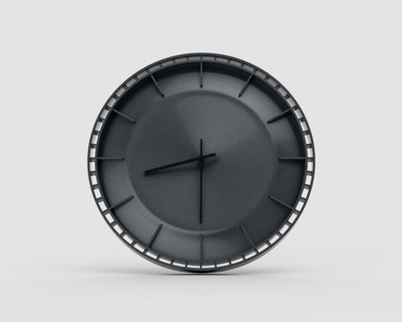 A Modern Charcoal Black Wall Clock 8:30 Eight Thirty 08:30 For Modern Interiors 3D Illustration