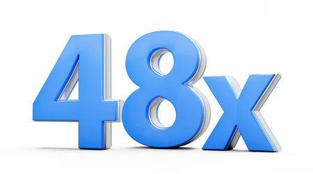 Blue 48x Forty Eight x Or 48 Times For Advertising And Dynamic Sales Presentations 3D Illustration