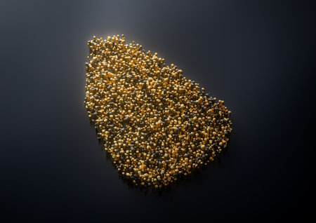 Sri Lanka Map Made Of High Quality Premium Golden Metallic Copper Brass Pillars 3D Illustrationの写真素材