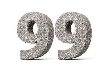 Number Ninety Nine 99 Digit Made Of Rock Fragments Or Gravels On White Background 3d Illustrationの写真素材