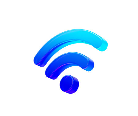 3D Gradient blue Wi-Fi symbol with smooth curves, representing wireless connectivity. 3D Illustrationの写真素材