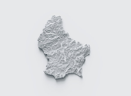 Luxembourg Map Gray And White Shaded Relief Textured Map On White Background 3D Illustrationの写真素材