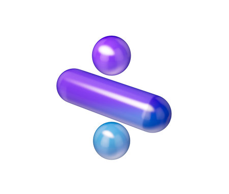 3D Glossy division symbol with a purple-blue gradient, soft reflections and depth. 3D Illustrationの写真素材