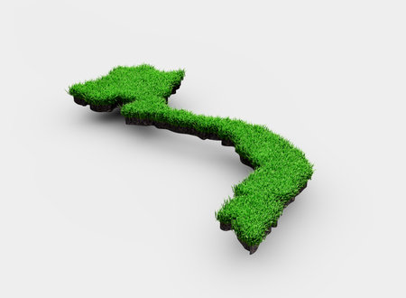 Map soil land geology cross section with green grass and Rock ground texture 3d illustrationの写真素材