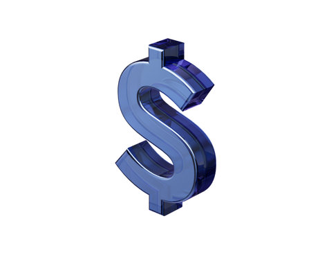 3D Deep blue dollar symbol with a glassy finish, symbolizing digital finance. 3D Illustrationの写真素材