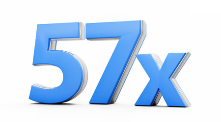 Blue 57x Fifty Seven x Or 57 Times For Advertising And Dynamic Sales Presentations 3D Illustrationの写真素材