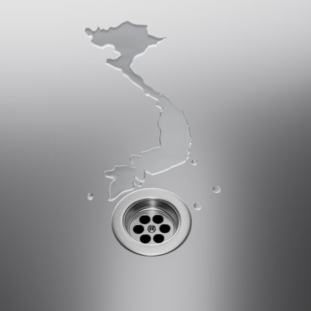 Vietnam Water Map With Drainage Metal Sink Concept 3D Illustrationの写真素材