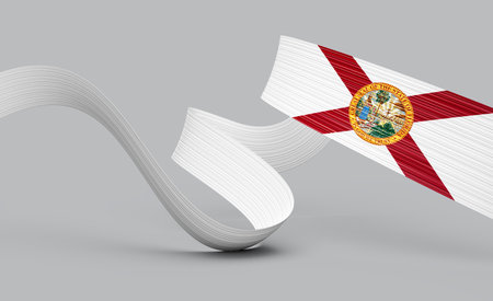 Dynamic artistic representation of the Florida state flag on gray. 3d illustration
