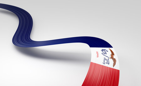 3D Wavy ribbon in Iowa flag colors, flowing with national pride and elegance. 3D Illustrationの写真素材