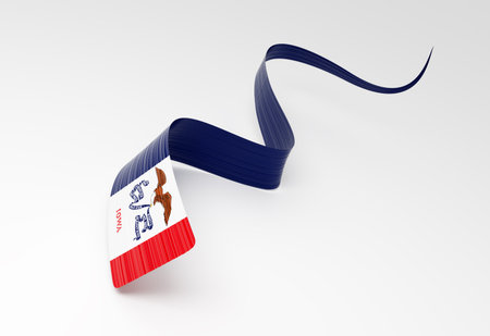 3D Wavy ribbon in Iowa flag colors, flowing with national pride and elegance. 3D Illustrationの写真素材