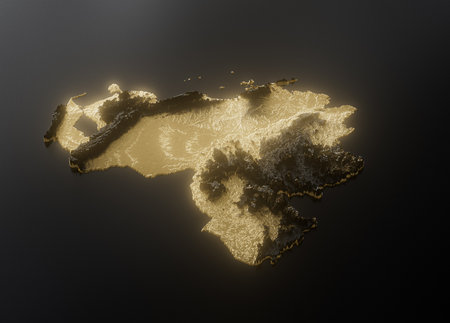 Venezuela Map Golden Metallic Texture Map Gold Reserves And Gold Mining Concept 3D Illustration