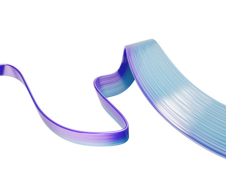 Abstract blue and purple gradient ribbon flowing on white background. 3D illustration