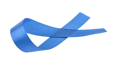 Blue ribbon isolated on white backgroundの写真素材