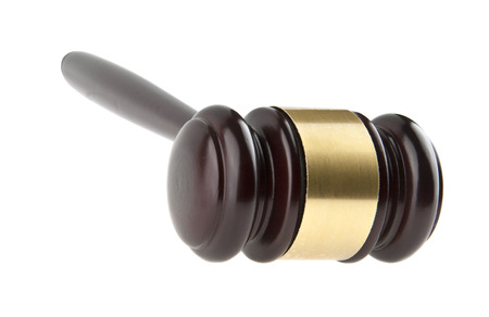 wooden hammer isolated on white backgroundの写真素材