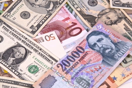 Euro, Dollar and Forint の写真素材