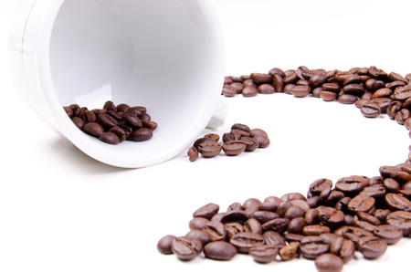A cup of coffee and beansの写真素材