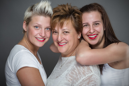 Family with mother and daughters.の写真素材