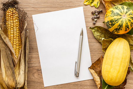 Autumn, Halloween background with leaves and pumpkins. Holiday concept with copy space.の写真素材