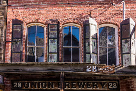 The historic Union Brewery Building in Virginia City, NV のeditorial素材