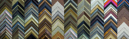 Sample moldings for picture framing.  Much like you would find on a wall at an art supply or framing store の写真素材