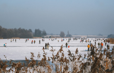 Skating in Holland on a winter dayのeditorial素材