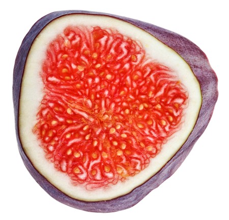 Cross-section of fig tree fruit isolated on white