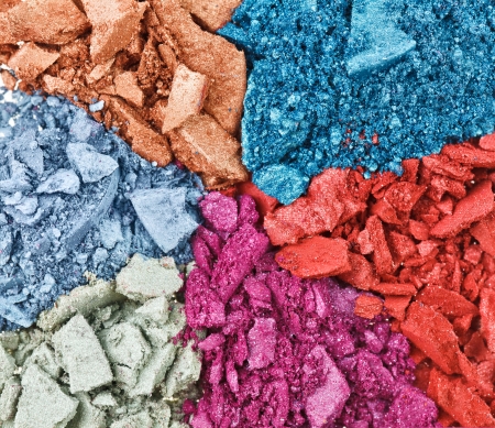 Set of broken multicolor eye shadow,  background macroの写真素材