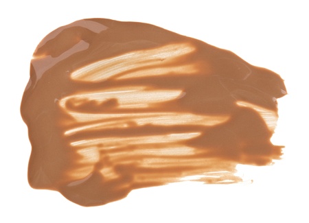 Beige tone cream stroke sample isolated on whiteの写真素材