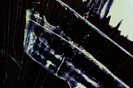 Split broken LCD screen (display) backgroundの写真素材