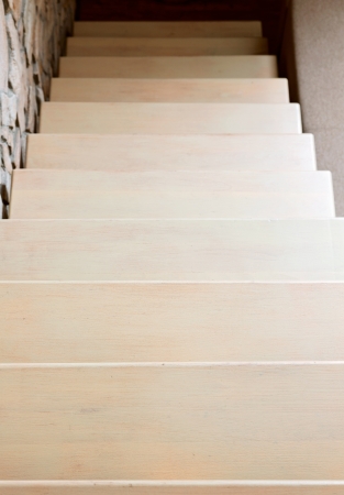 Modern style staircase in beige tones, interior detail, top viewの写真素材