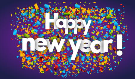 happy new year letters vector word banner signのイラスト素材