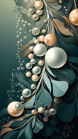 124. lustrous pearls graphic poster design pearl inspired color wallpaper. Generative AIの素材