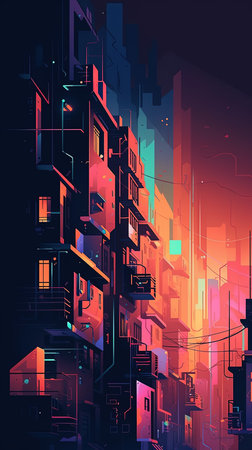 202. urban energy graphic poster design vibrant urban tones wallpaper. Generative AIの素材