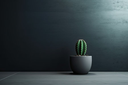 0297. Cactus in front of dark wall. Generative AIの素材